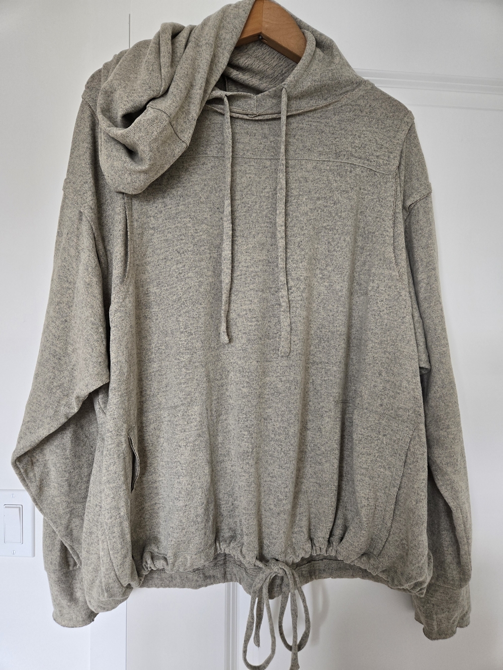 Heather Gray Oversized Drawstring Hoodie Pullover